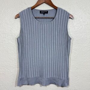 JNY Collection Sleeveless 3D Knit Top Shell Blouse Lg Old Money Minimalist Artsy